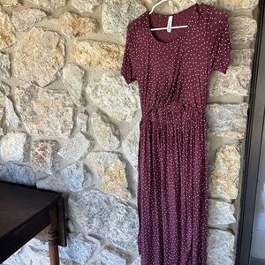 Polka Dot Burgundy Dress
